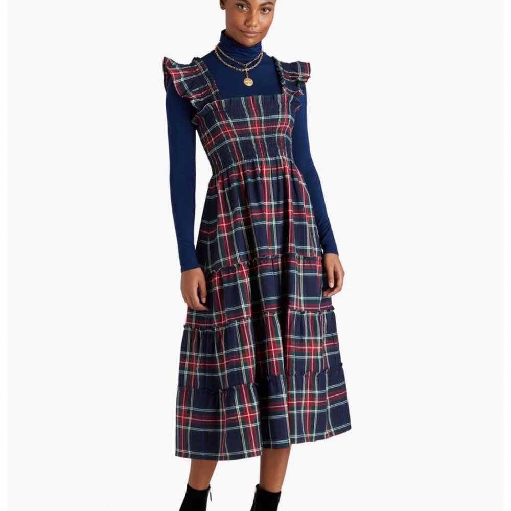 Hill House Nap Dress Navy Tartan